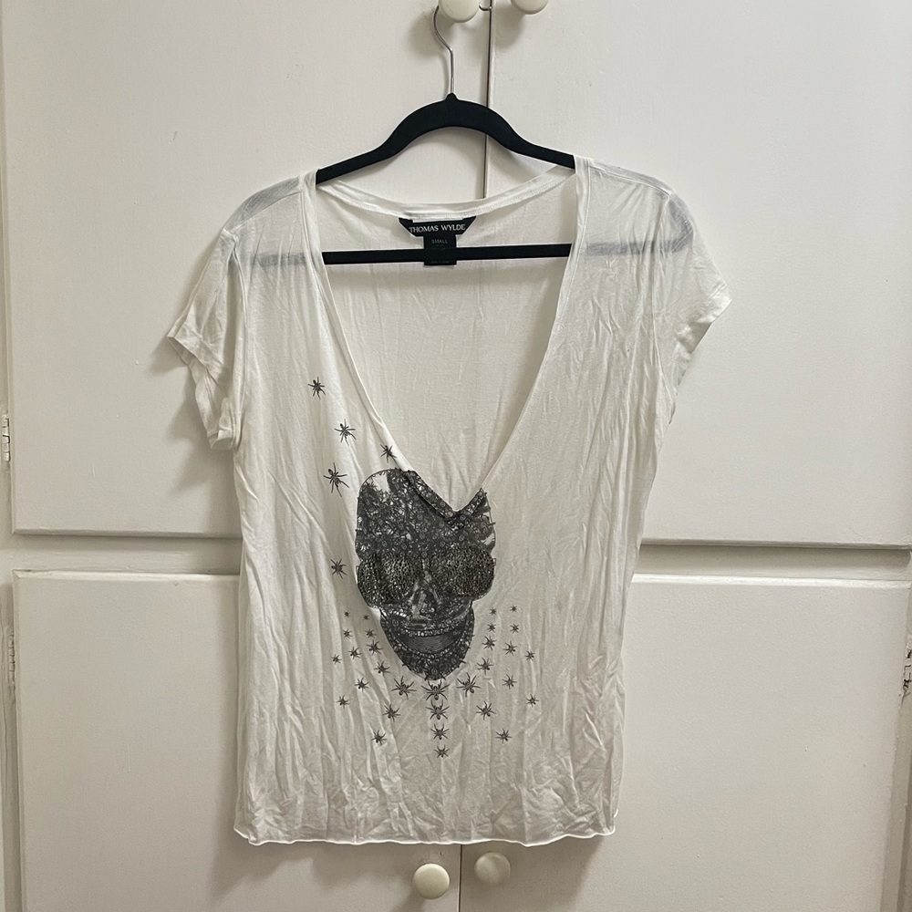 Thomas Wylde DEEP V Neck Skull Shirt